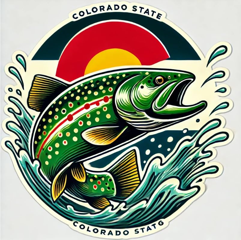 Vinyl sticker: Green Trout Colorado Wilderness Laptop Wall Car Window Bumper Sticker Decal Truck Waterproof Auto Water Bottle