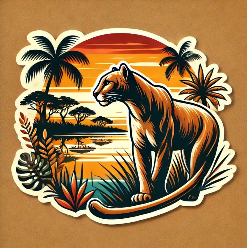 Vinyl sticker: Florida Panther Sticker - Majestic Tropical Wildlife Decal for Laptop, Car, Window, Bumper, and Water Bottle (6)