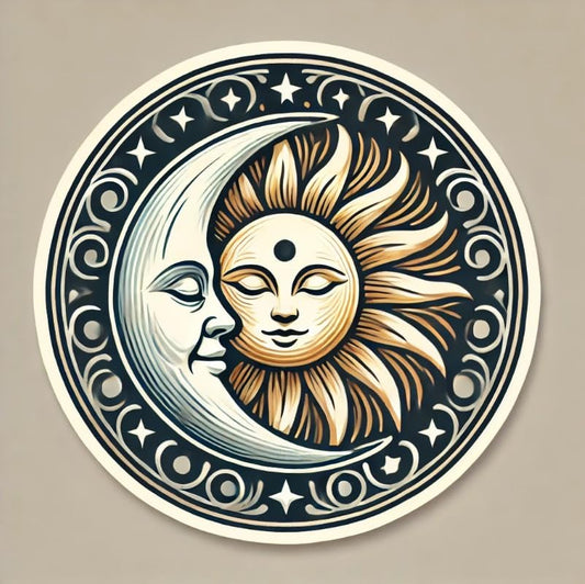 Vinyl sticker: Sun and Moon Round Sticker for Laptop, Wall, Car, Window, Bumper Decal – Celestial Design for Truck, Waterproof and Auto Use, Ideal for Water Bottles and More (4)