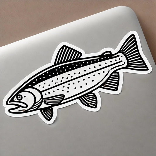 Vinyl sticker: Apache Trout Minimalist Line Art Laptop Wall Car Window Bumper Sticker Decal Truck Waterproof Auto Water Bottle (4)