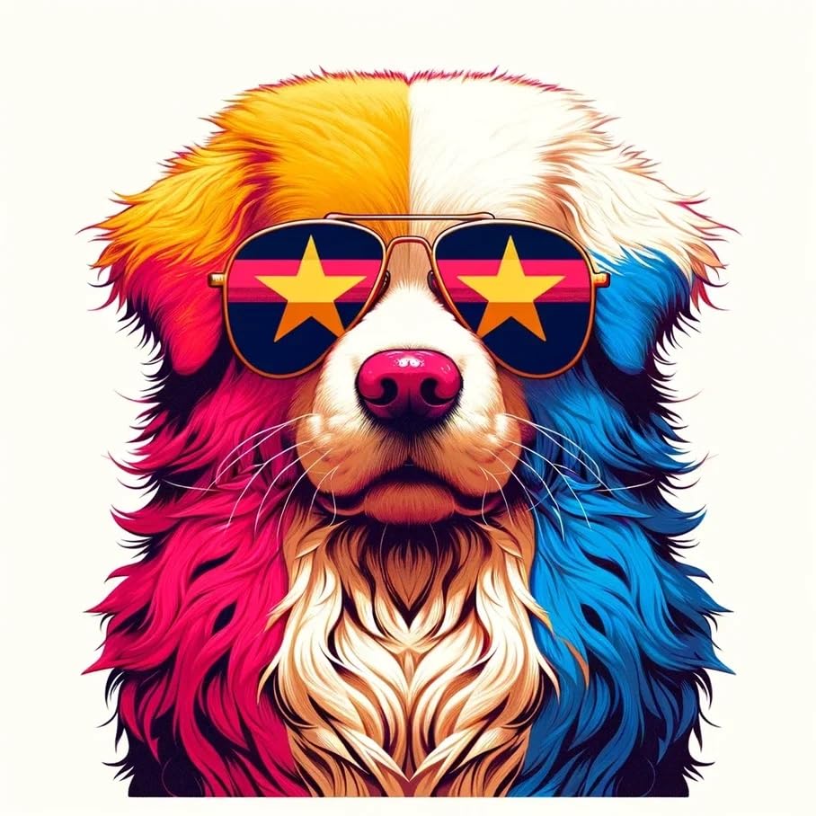Vinyl sticker: Sticker Golden Retriever Glasses Flag Star Vietnam Patriotic Dog Vinyl Decal American Flag & Cute Dogs in Glasses USA Pride Canine Waterproof Décor for Laptops Water Bottles Vehicle Decal