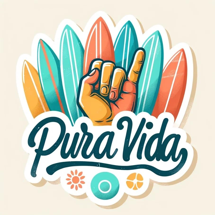 Vinyl sticker: Sticker Pura Vida Tropical Adventure Size 4" and 8" Decal Embrace The Surf Sunset Wildlife Vibes for Car Truck Bumper Glass Laptop Tumbler (4")