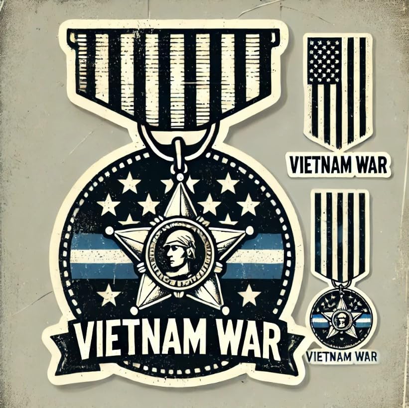 Vinyl sticker: Vietnam War Military Medal Stickers - Vintage Decals for Cars, Laptops, Bumpers, and Windows Variation 4 (6)