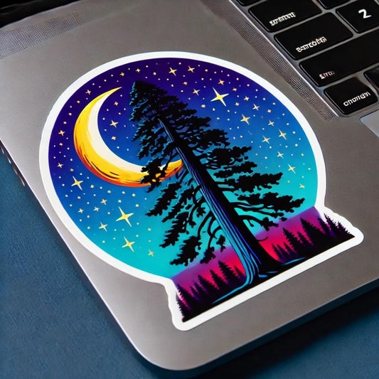 Vinyl sticker: Starry Night California Sequoia Tree Decal - Waterproof Sticker for Laptop, Wall, Car, Window, Bumper, Truck, and Water Bottle (8)