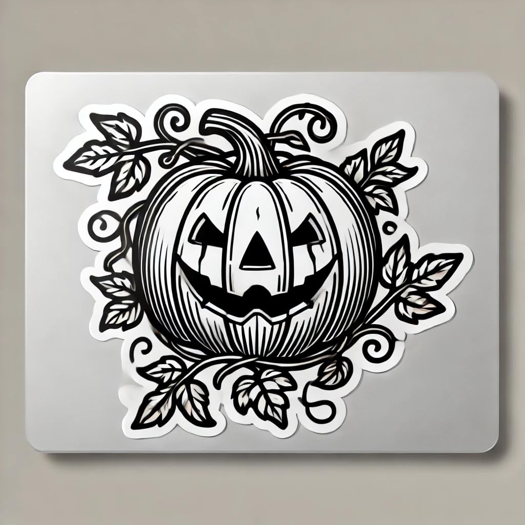 Vinyl sticker: Pumpkin with Carved Face Sticker for Laptop, Wall, Car, Window, Bumper, and Water Bottle - Waterproof Vinyl Decal for Truck and Auto