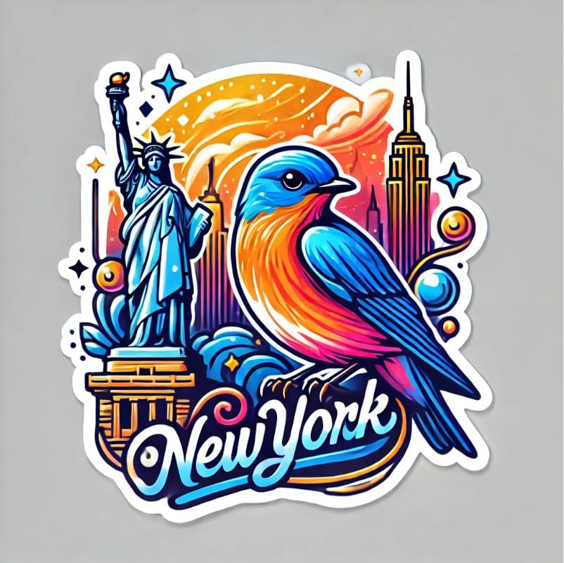 Vinyl sticker: Eastern Bluebird New York Landmarks Sticker – Laptop Wall Car Window Bumper Decal Truck Waterproof Auto Water Bottle (4)