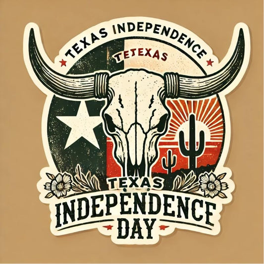 Vinyl sticker: Texas Independence Day Bull Skull Laptop Wall Car Window Bumper Sticker Decal Truck Waterproof Auto Water Bottle