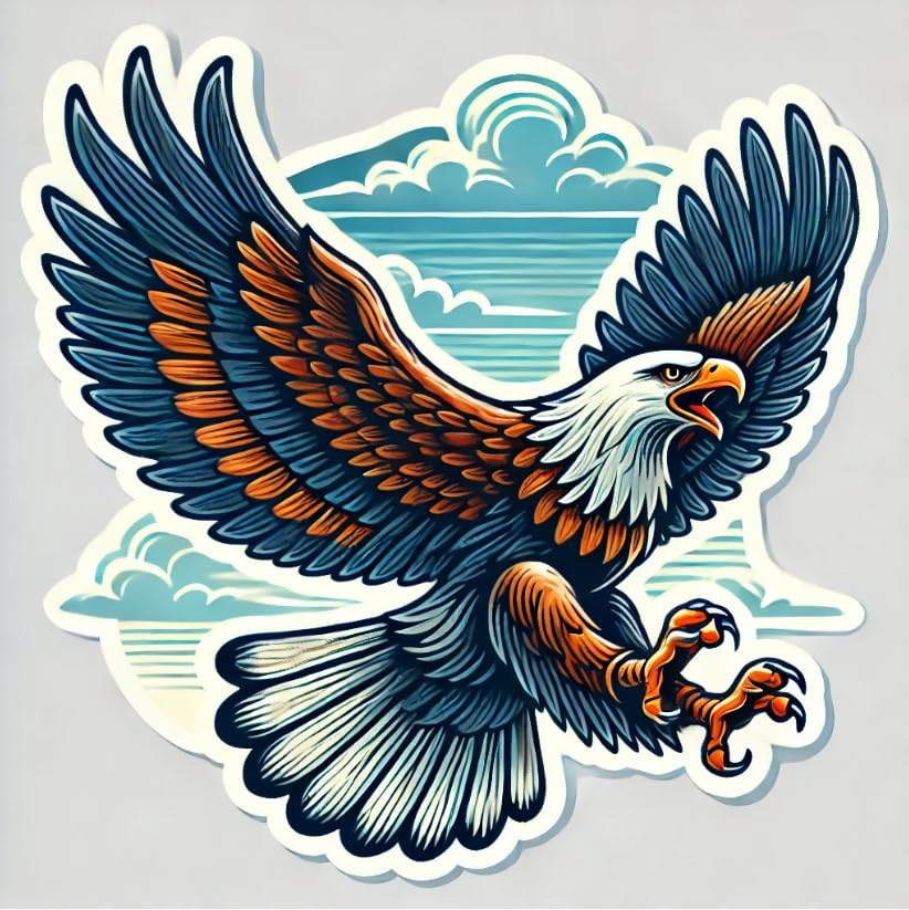 Vinyl sticker: Waterproof Eagle Soaring Sticker for Laptop, Wall, Car, Window, Bumper, Truck, and Water Bottle Decal