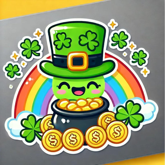 Vinyl sticker: Smiling Shamrock Leprechaun Hat Laptop Wall Car Window Bumper Sticker Decal Truck Waterproof Auto Water Bottle (4)