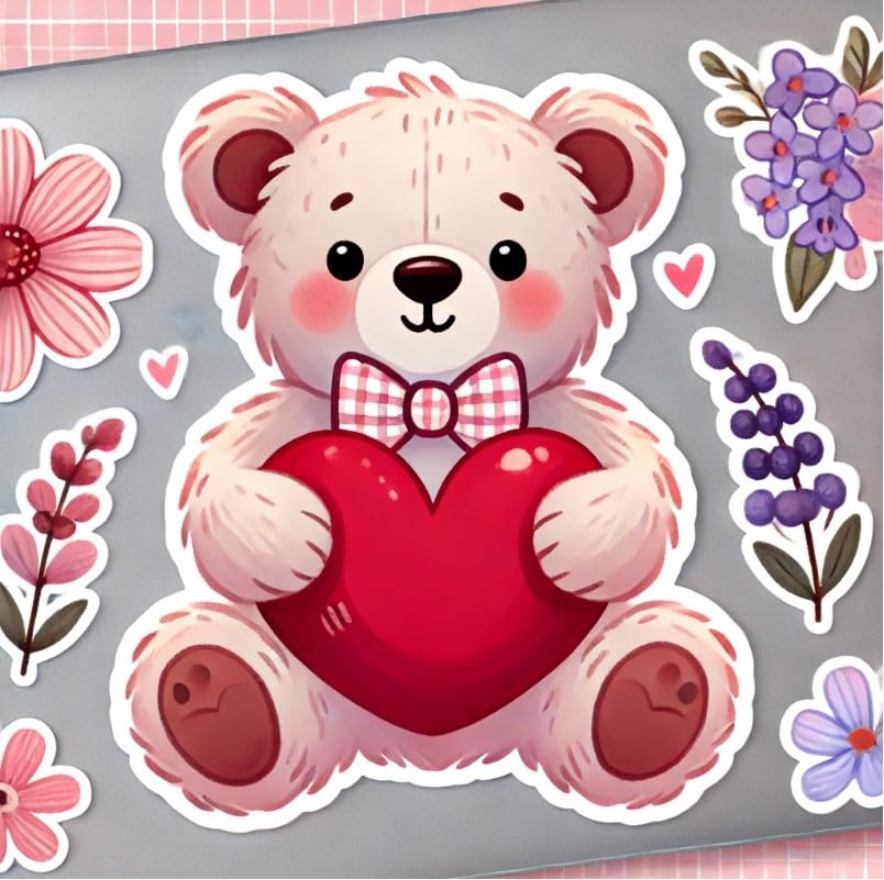 Vinyl sticker: Valentine's Day Fox with Roses Sticker for Car Window, Laptop, Bumper, Waterproof Decal for Truck, Auto, Water Bottle Decoration (4)