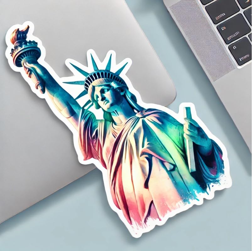 Vinyl sticker: Watercolor Statue of Liberty Sticker – Artistic Colorful Decal for Laptop, Car, Bumper, Window, Water Bottle – Creative Splash Design, Waterproof Vinyl