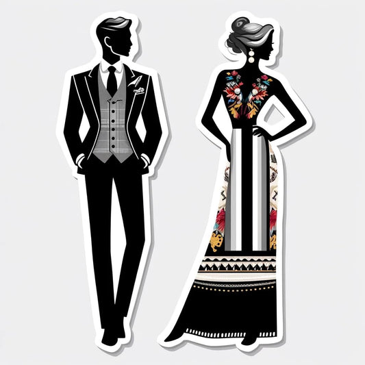 Vinyl sticker: USA-Mexico Fashion Fusion Sticker: Elegant Cultural Decal for Fashionistas