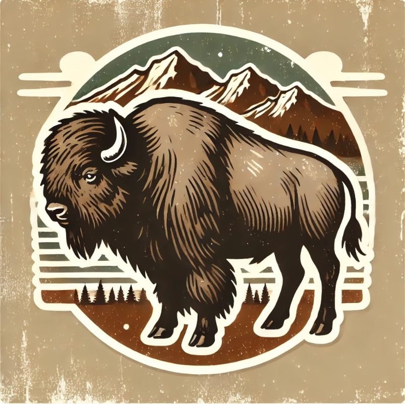 Vinyl sticker: Mountain Heritage Bison Wall Sticker for Car, Laptop, Window, Bumper, Waterproof Vinyl Decal for Trucks, Auto, Water Bottles (4)