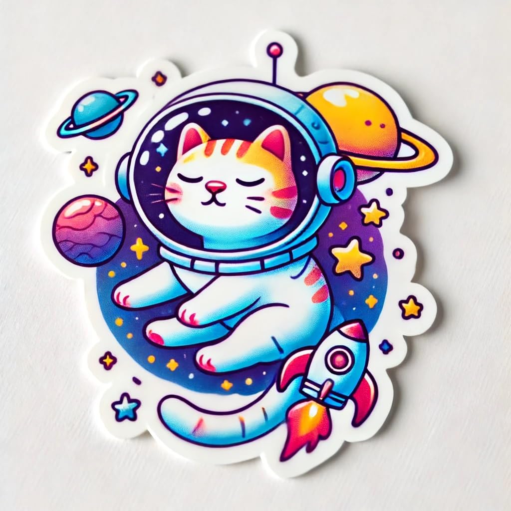 Vinyl sticker: Cat in Space Helmet Sticker Decal for Laptop, Wall, Car, Window, Bumper, Truck, Waterproof Auto, Water Bottle