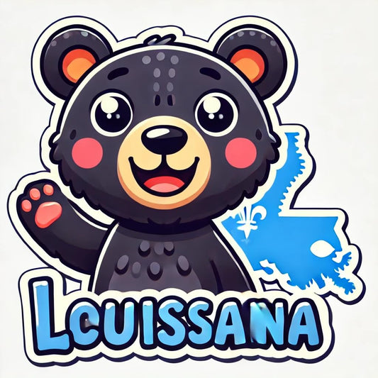 Vinyl sticker: Cartoon Louisiana Black Bear Vinyl Sticker – Fun Decal for Laptop, Car, Window, Bumper, Truck, Water Bottle (6)