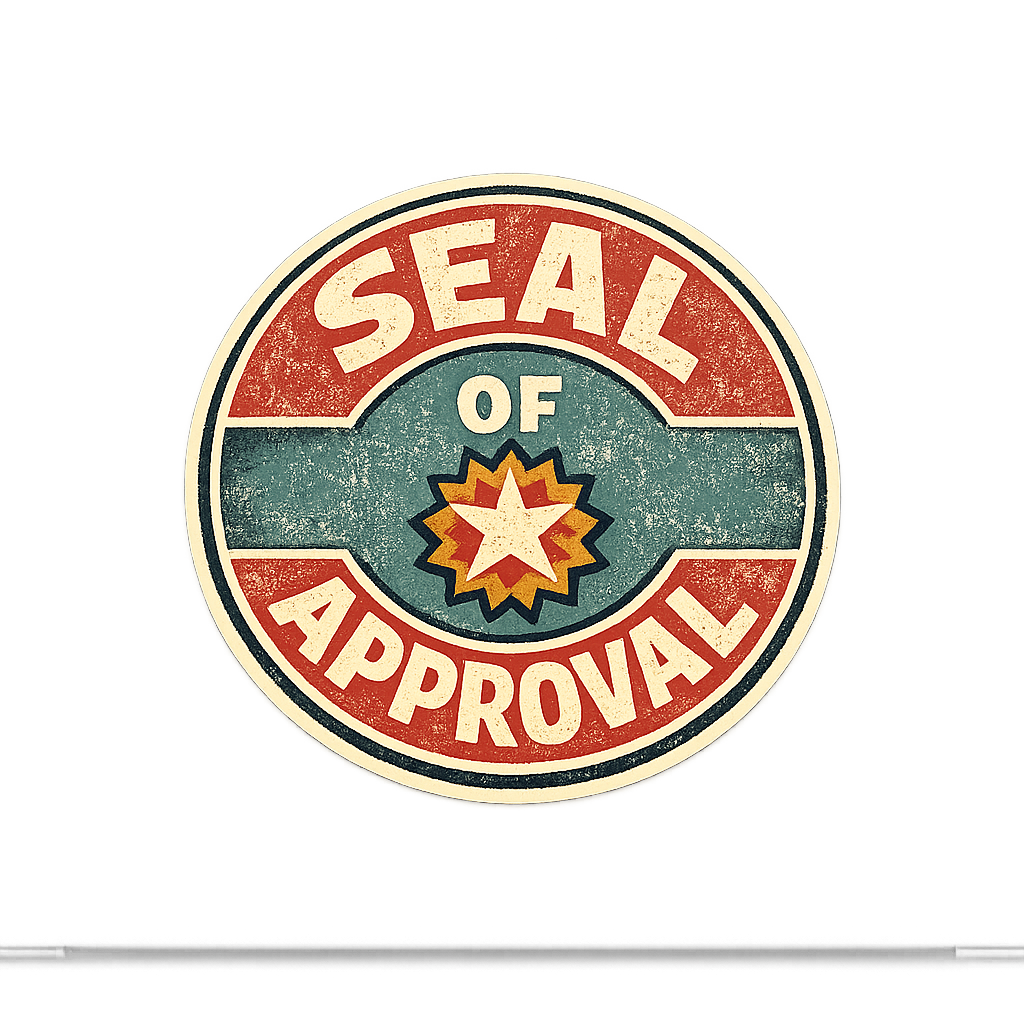 Retro SEAL OF APPROVAL Sticker Decal Vinyl Laptop Car Window Bumper AUTO Water Bottle Helmets Waterproof Vintage