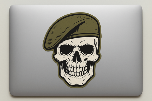 Skull Military Beret Sticker Decal Vinyl Laptop Car Window Bumper AUTO Water Bottle Helmets Waterproof