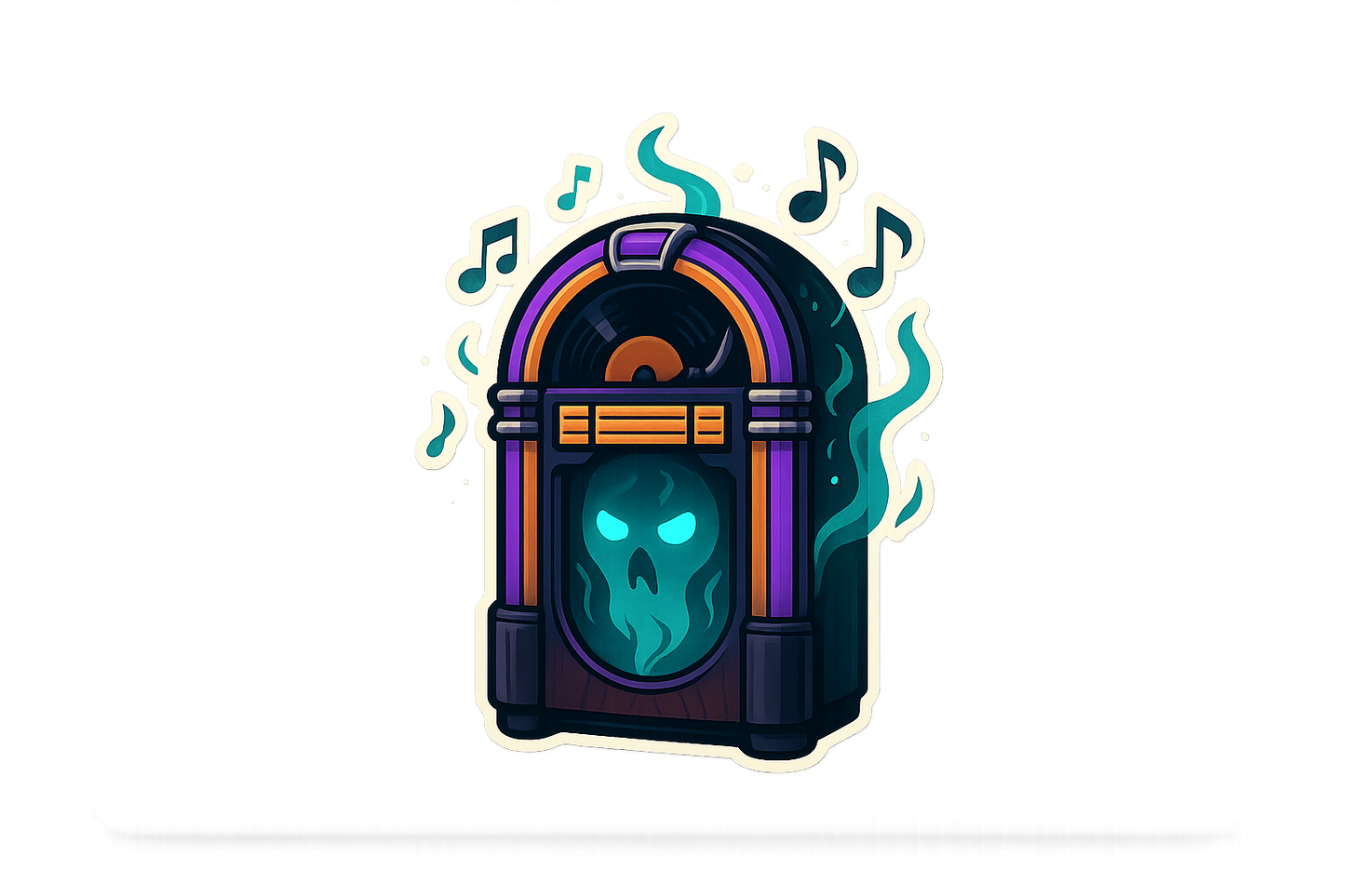 HJ Haunted Jukebox Sticker Decal Vinyl Laptop Car Window Bumper AUTO Water Bottle Helmets Waterproof Music Spooky