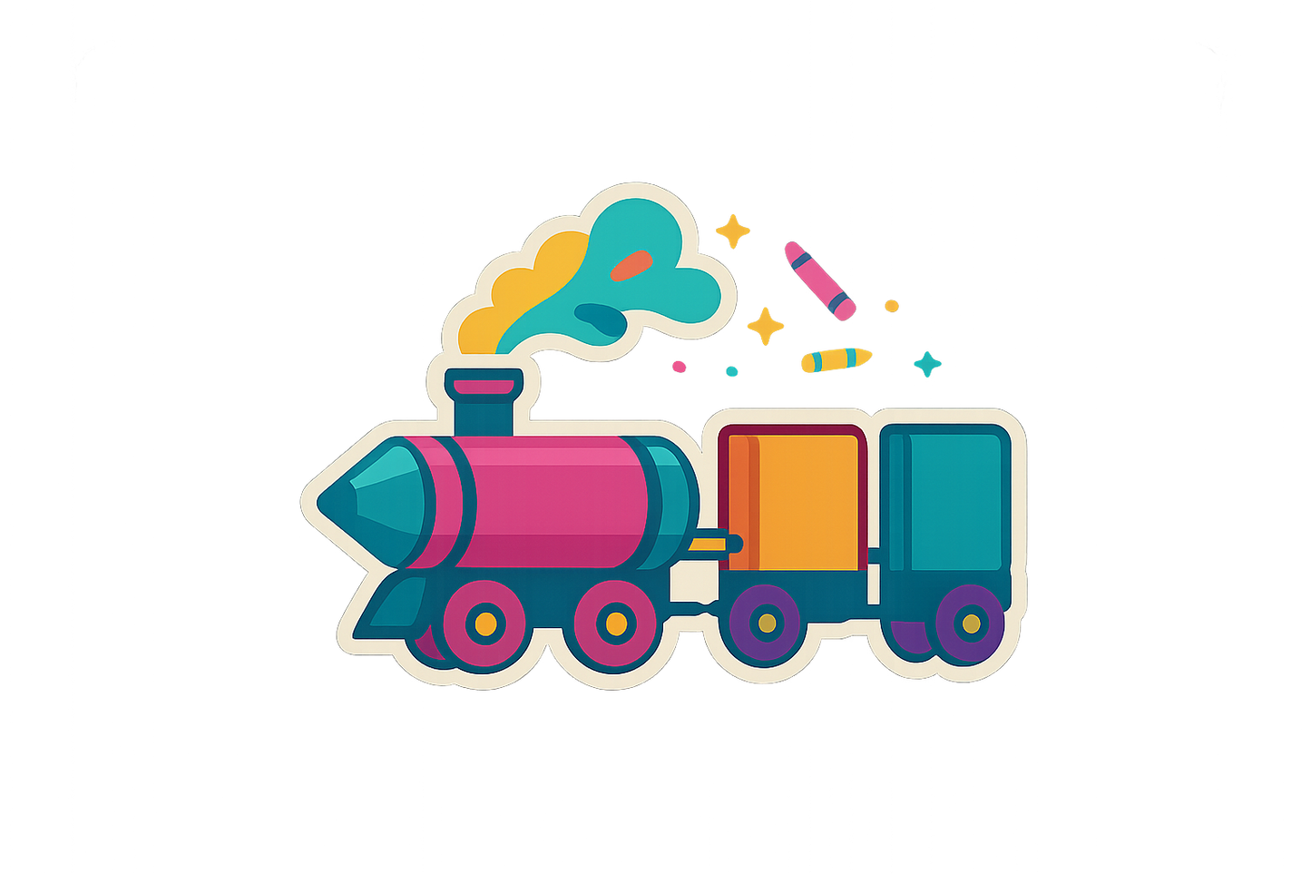Colorful Train Imagination Sticker Decal Vinyl Laptop Car Window Bumper AUTO Water Bottle Helmets Waterproof Crayons Books