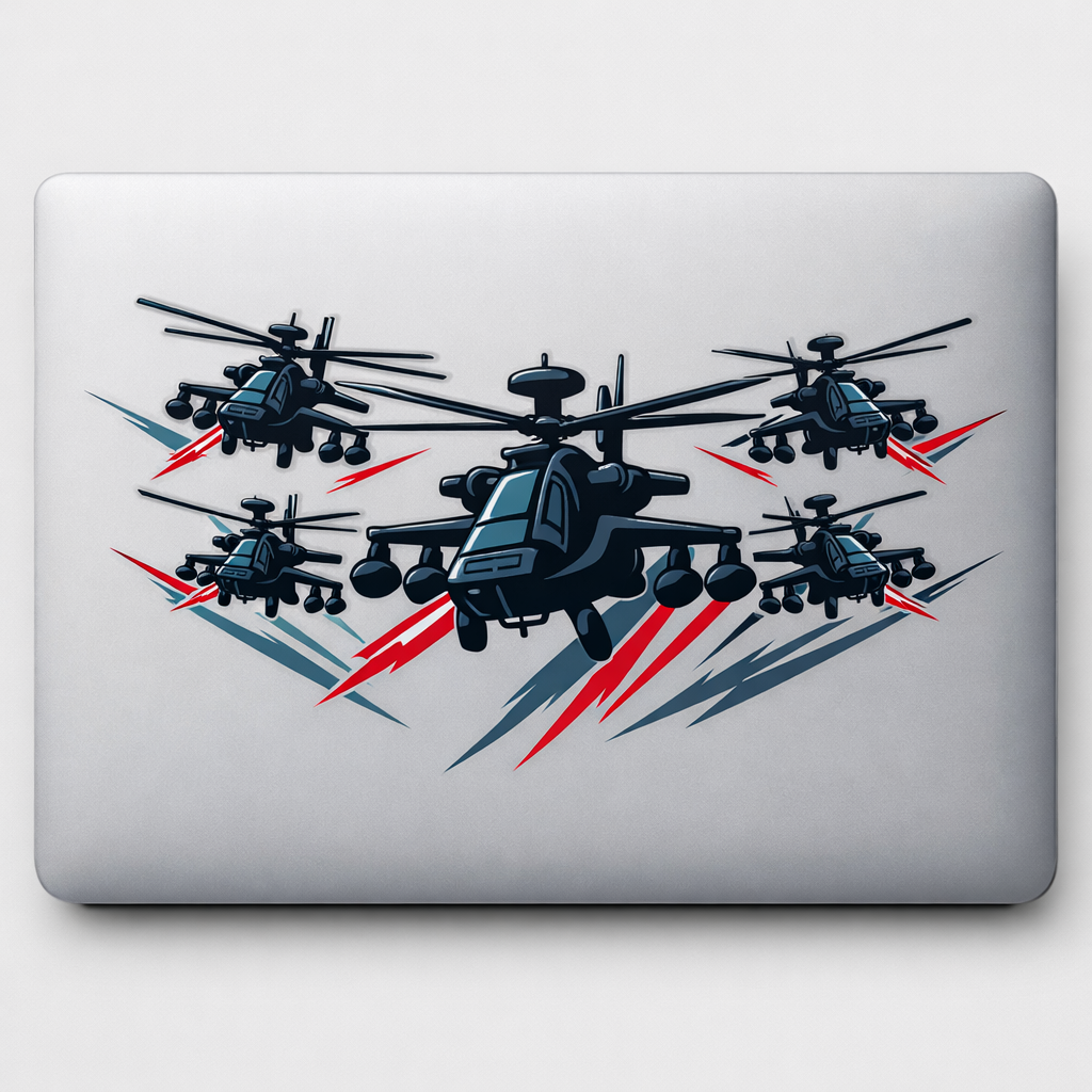 Helicopter Formation Attack Pattern Sticker Decal Vinyl Laptop Car Window Bumper AUTO Water Bottle Helmets Waterproof