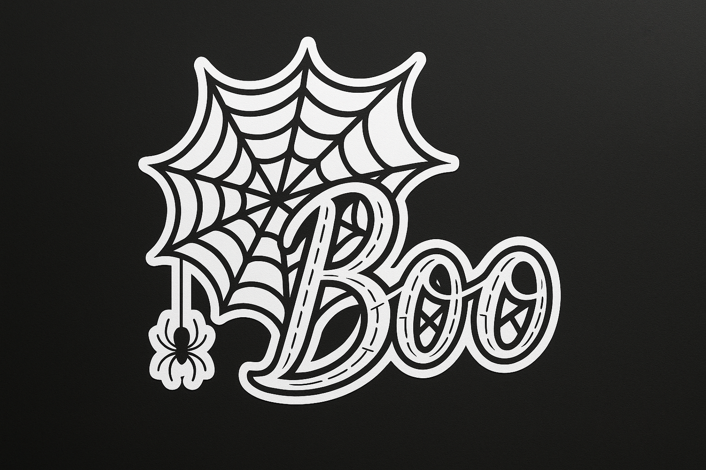 Spiderweb Boo Sticker Decal Vinyl Laptop Car Window Bumper AUTO Water Bottle Helmets Waterproof Halloween