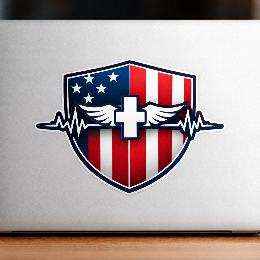 USA American Flag Shield EKG Heartbeat Sticker Decal Vinyl Laptop Car Window Bumper Water Bottle Helmets Waterproof