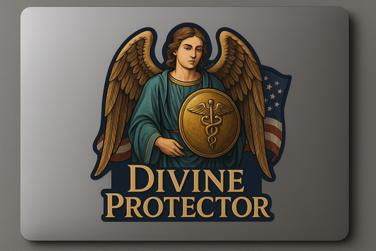 Archangel Raphael USA Sticker Decal Vinyl Laptop Car Window Bumper AUTO Water Bottle Helmets Waterproof American Flag Caduceus Shield