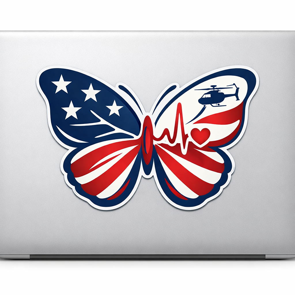 USA American Flag Butterfly Sticker Decal Vinyl Laptop Car Window Bumper AUTO Bottle Water Bottle Helmets Waterproof