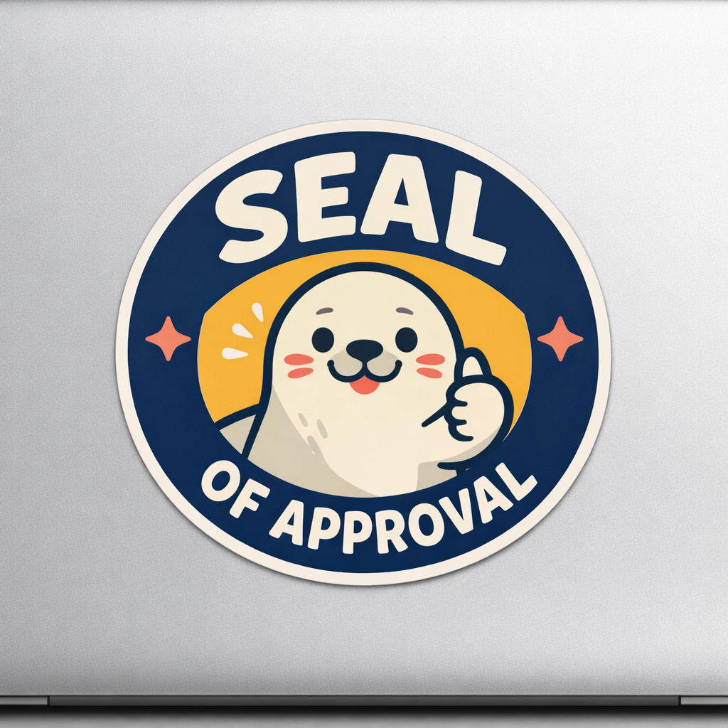 Seal of Approval Sticker Decal Vinyl Laptop Car Window Bumper AUTO Water Bottle Helmets Waterproof