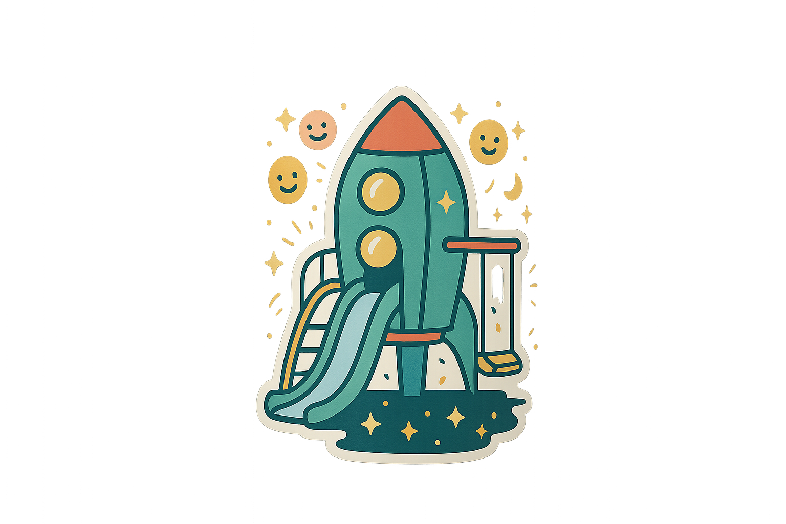Rocket Playground Sticker Decal Vinyl Laptop Car Window Bumper AUTO Water Bottle Helmets Waterproof Stars
