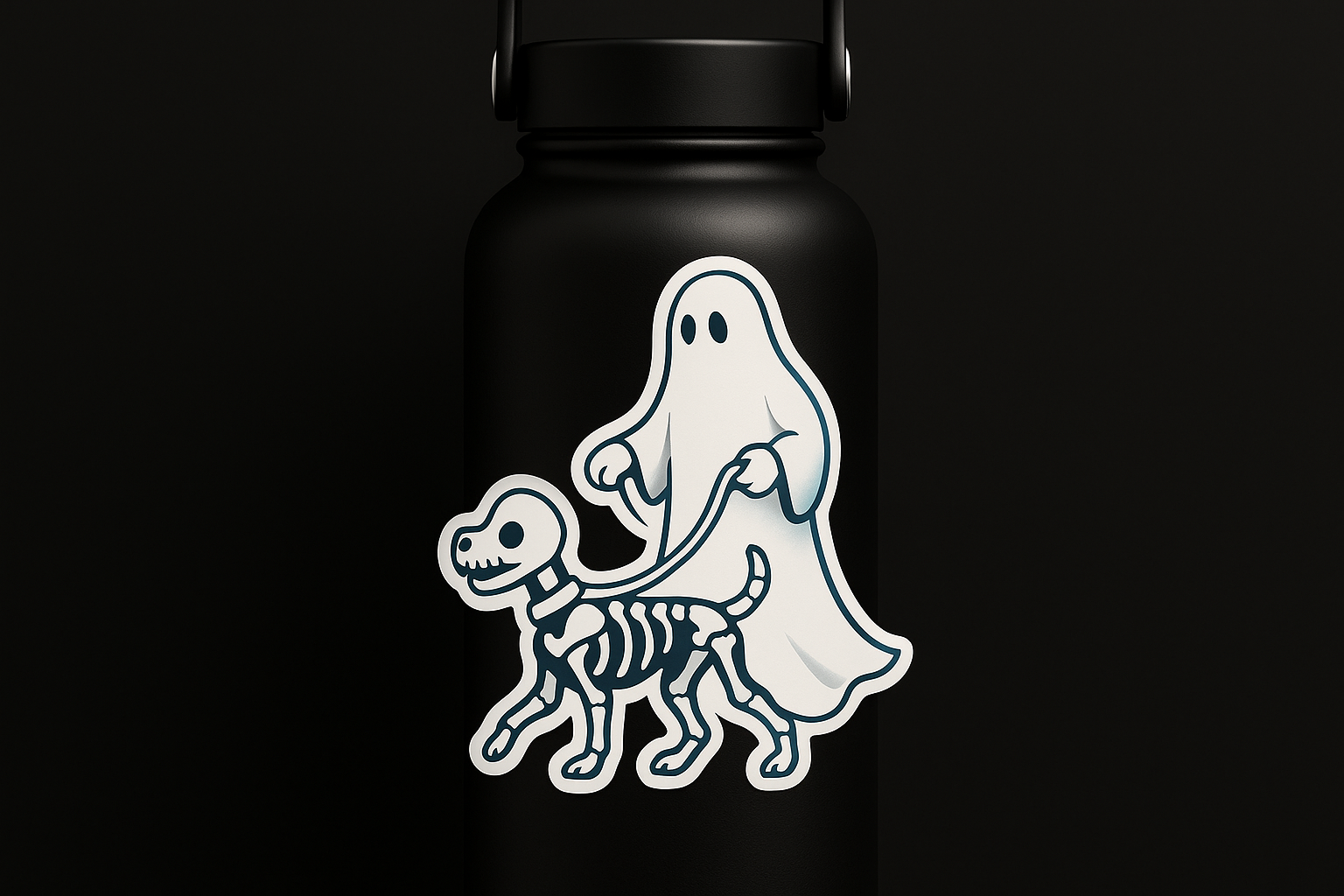 Skeleton Dog Walking Ghost Sticker Decal Vinyl Laptop Car Window Bumper AUTO Water Bottle Helmets Waterproof Halloween