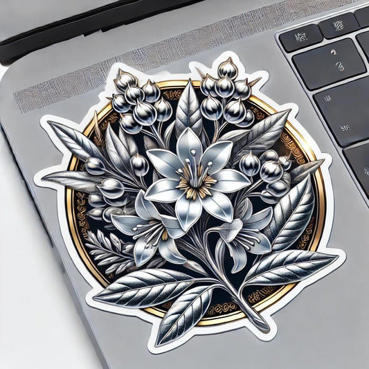 Vinyl sticker: Stained Glass Mountain Laurel Laptop Wall Car Window Bumper Sticker Decal Truck Waterproof Auto Water Bottle Pennsylvania Floral Art (4)