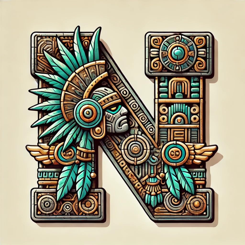 Vinyl sticker: Aztec Letterings: Knights and Warriors Letter N Vinyl Sticker for Laptop Wall Car Window Bumper Truck Waterproof Auto Water Bottle (4)