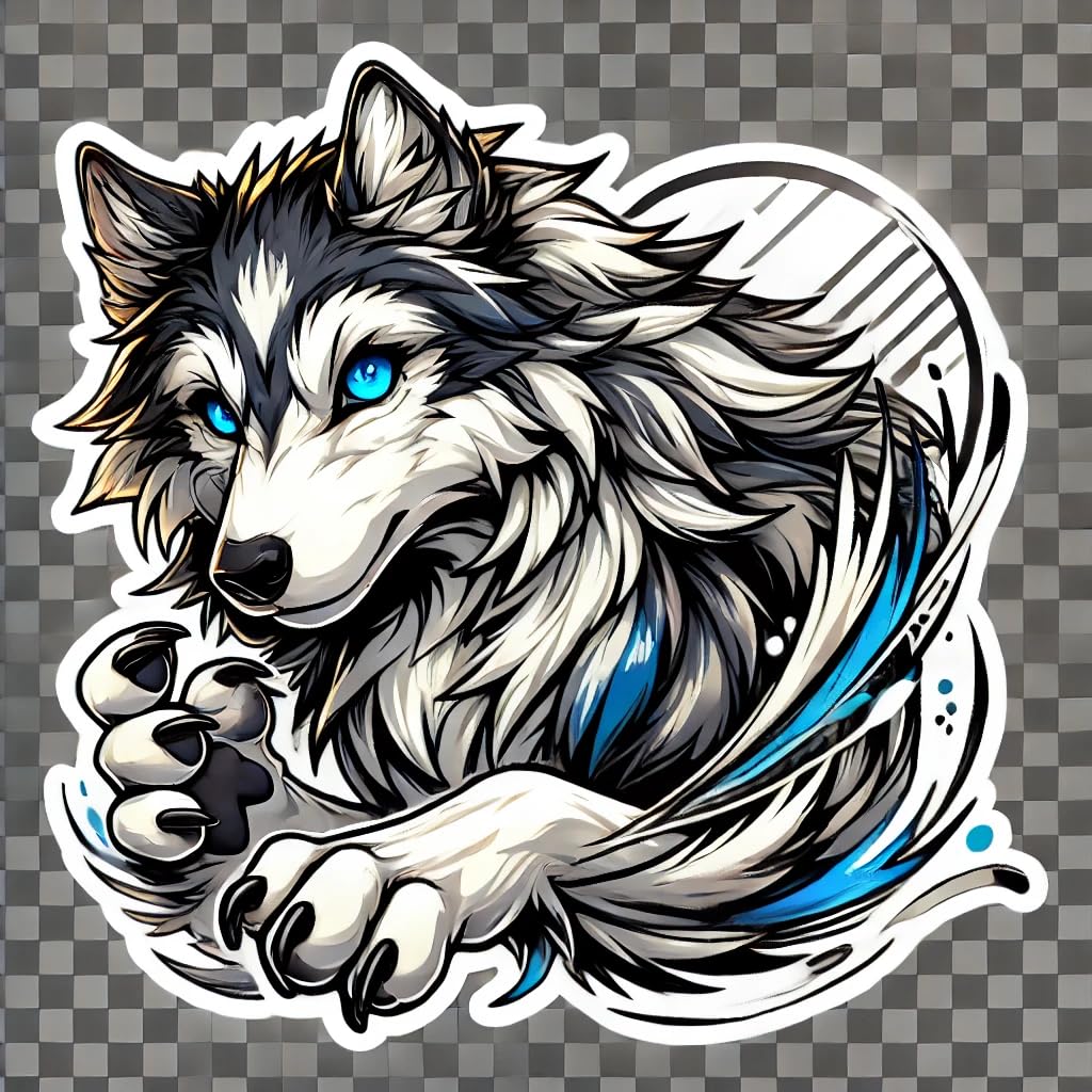 Vinyl sticker: Anime Wolf Sticker Decal for Laptop, Wall, Car, Window, Bumper, Waterproof Vinyl Decal for Truck, Auto, Water Bottle