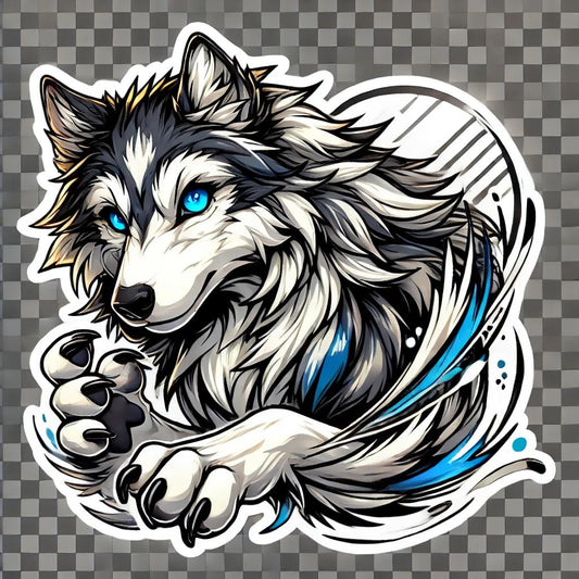 Vinyl sticker: Anime Wolf Sticker Decal for Laptop, Wall, Car, Window, Bumper, Waterproof Vinyl Decal for Truck, Auto, Water Bottle