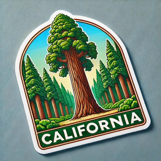 Vinyl sticker: California Sequoia Tree Decal - Waterproof Sticker for Laptop, Wall, Car, Window, Bumper, Truck, and Water Bottle