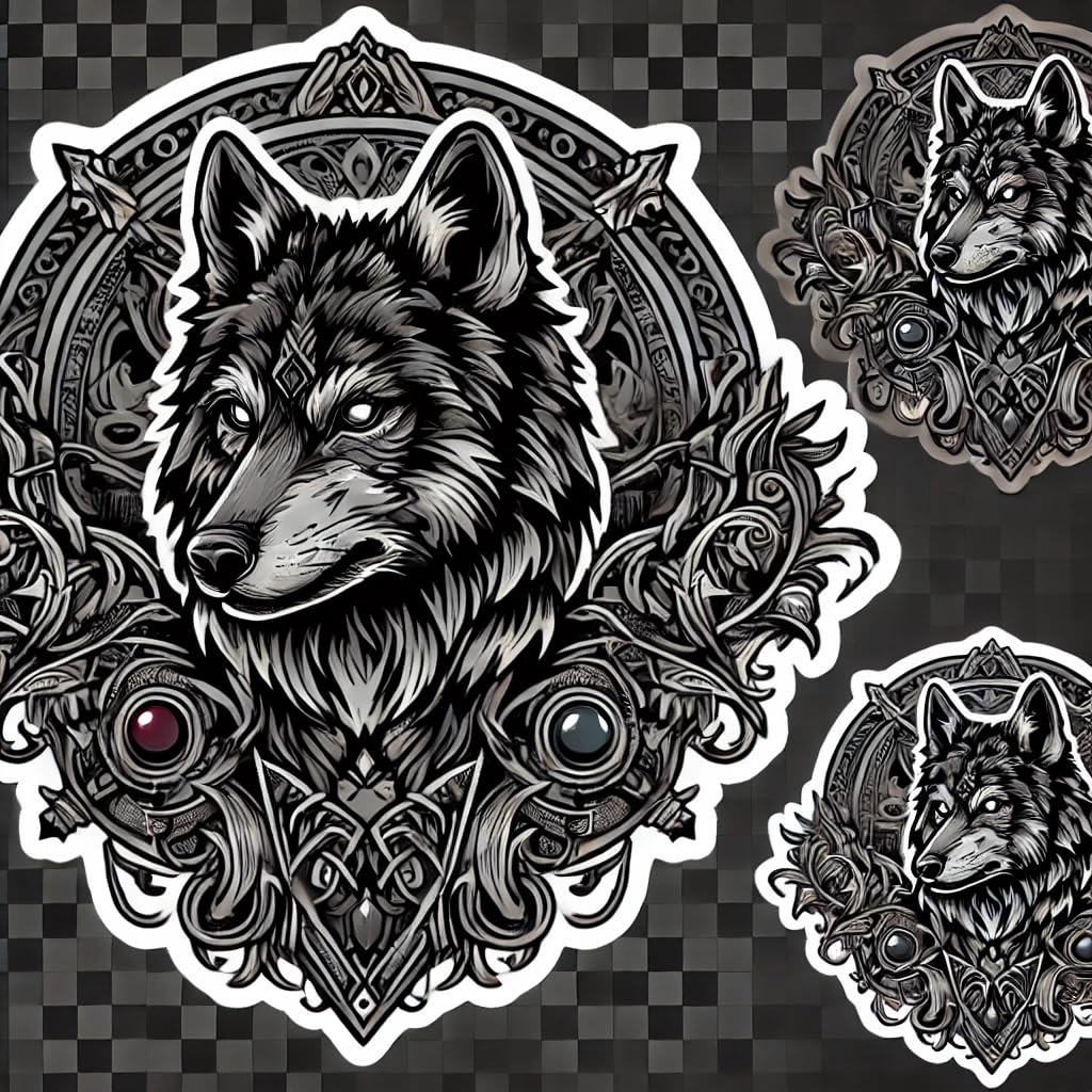 Vinyl sticker: Gothic Wolf Sticker for Laptop, Wall, Car, Window, Bumper, Waterproof Vinyl Decal for Truck, Auto, Water Bottle (8)