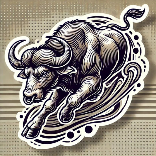 Vinyl sticker: Tattoo-Style Fierce Charging Buffalo Sticker Decal for Laptop, Wall, Car, Window, Bumper, Truck, Water Bottle - Bold Tattoo-Inspired Buffalo Design - Durable Vinyl Sticker for Auto and Home Decor (6)