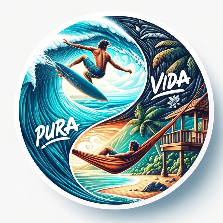 Vinyl sticker: Sticker Pura Vida Tropical Vinyl Size 4" and 8" Decal Embrace The Surf Sunset Wildlife Vibes for Car Truck Bumper Glass Laptop Tumbler