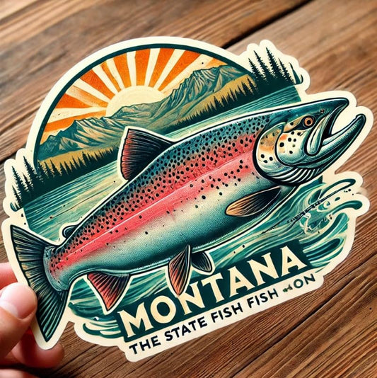 Vinyl sticker: Clark's Salmon Rustic Montana Sticker for Laptop, Wall, Car, Window, Bumper, Decal, Truck, Waterproof, Auto, Water Bottle (6)