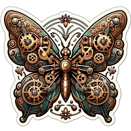Vinyl sticker: Steampunk Butterfly Sticker Decal - Magical Design for Laptop, Wall, Car, Window, Bumper, Truck, Waterproof, Auto, Water Bottle