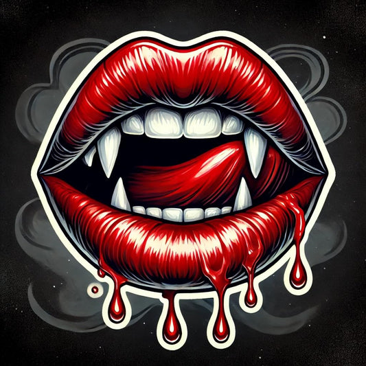 Vinyl sticker: Vampire Fangs Lips Sticker Decal for Car, Laptop, Wall, Window, Bumper, Waterproof Vinyl Truck Decoration with Blood Drip Gothic Design for Horror and Halloween Fans (4)