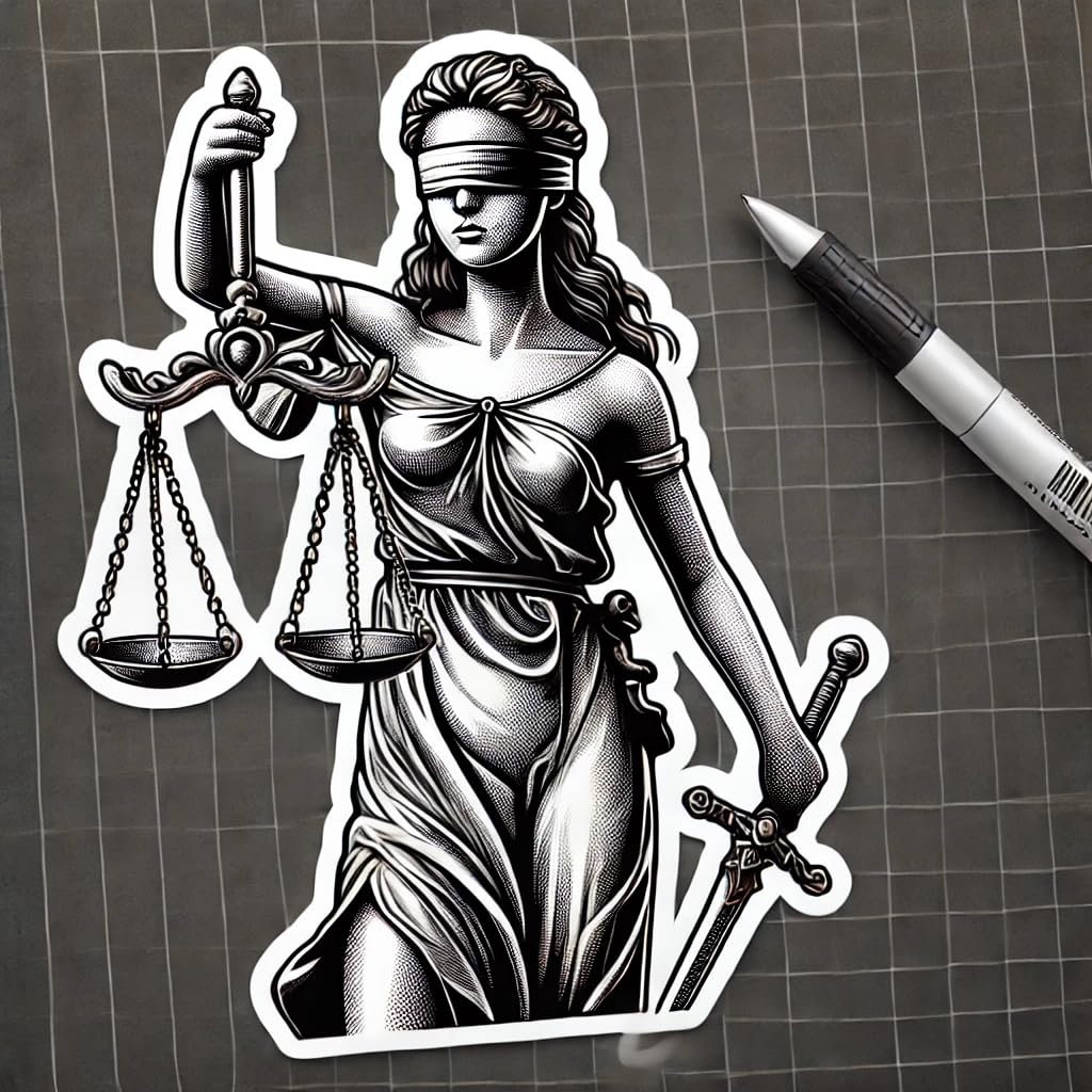 Vinyl sticker: Lady Justice Vinyl Sticker Turned Left for Laptop, Wall, Car, Window, Bumper, Decal for Truck, Waterproof Auto and Water Bottle Decoration (6)