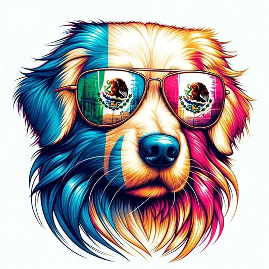 Vinyl sticker: Sticker Golden Retriever Glasses Flag Eagle Snake Mexico Patriotic Dog Vinyl Decal American Flag & Cute Dogs in Glasses USA Pride Canine Waterproof Décor for Laptops Water Bottles Baby Room (8")