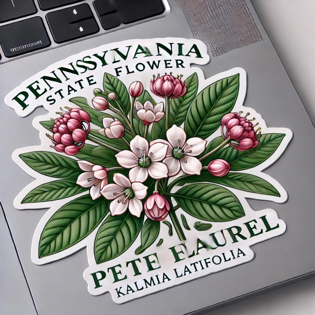 Vinyl sticker: Watercolor Mountain Laurel Laptop Wall Car Window Bumper Sticker Decal Truck Waterproof Auto Water Bottle Pennsylvania Wildflower Art
