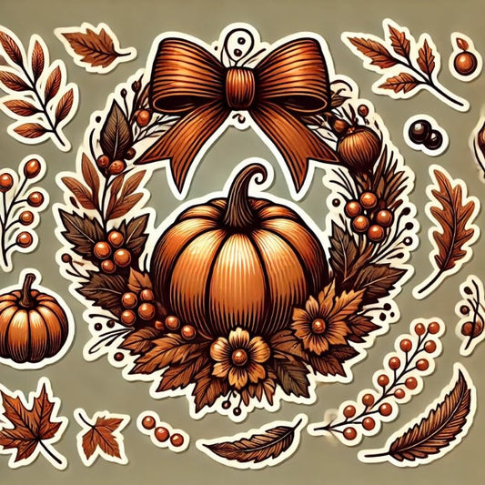 Vinyl sticker: Thanksgiving Day Autumn Wreath Sticker for Laptop, Wall, Car, Window, Bumper Decal – Cozy Harvest Design for Truck, Waterproof and Auto Use, Ideal for Water Bottles and Mor