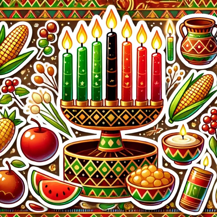 Vinyl sticker: Kwanzaa Kinara with Symbols Laptop Wall Car Window Bumper Sticker Decal for Truck Waterproof Auto and Water Bottle (4)