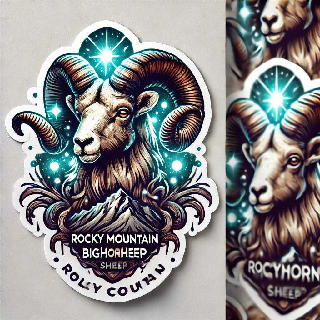 Vinyl sticker: Mystical Bighorn Sheep Sticker for Laptop, Car, Window, Bumper, Waterproof Decal, Auto, Truck, Water Bottle