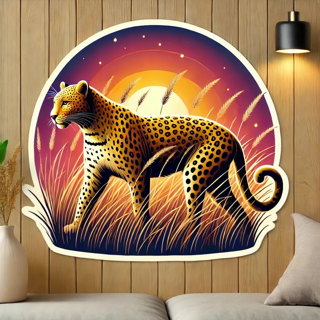 Vinyl sticker: Golden Leopard Sticker for Laptop, Wall, Car, Window, Bumper, Decal, Waterproof Truck Vinyl for Auto and Water Bottle