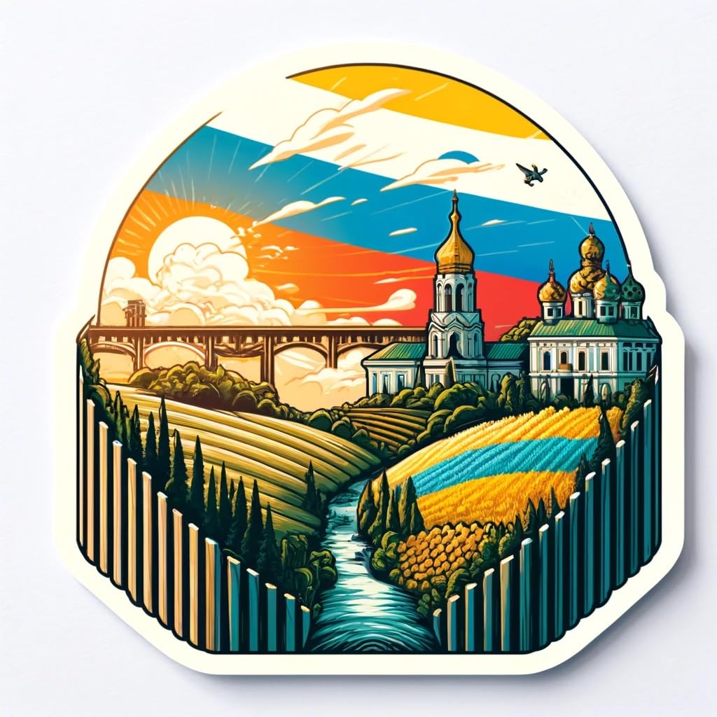 Vinyl sticker: Russia-Ukraine Border Sticker for Laptop, Wall, Car, Window, Bumper, Truck, Waterproof, Auto, Water Bottle, and More. Unique Design Featuring The Russia-Ukraine Border.